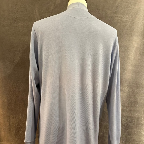 New Henry Jacobson, size Lg, sky blue, silk/cotton pique mock turtleneck shirt - Picture 4 of 6
